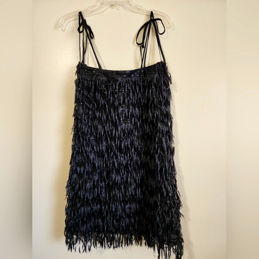Women's Zara Black Mini Dress Size Medium with Shoulder Strap Detail - Picture 3 of 8